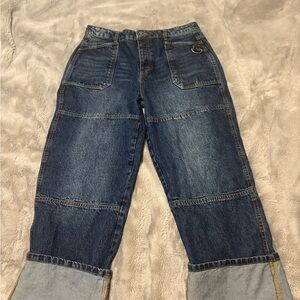 BoohooMAN Dark Blue cargo style 90s Denim Jeans